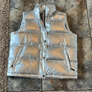 Lands' End Metallic Silver Puffer Vest